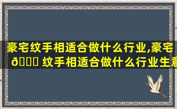 豪宅纹手相适合做什么行业,豪宅 🐒 纹手相适合做什么行业生意